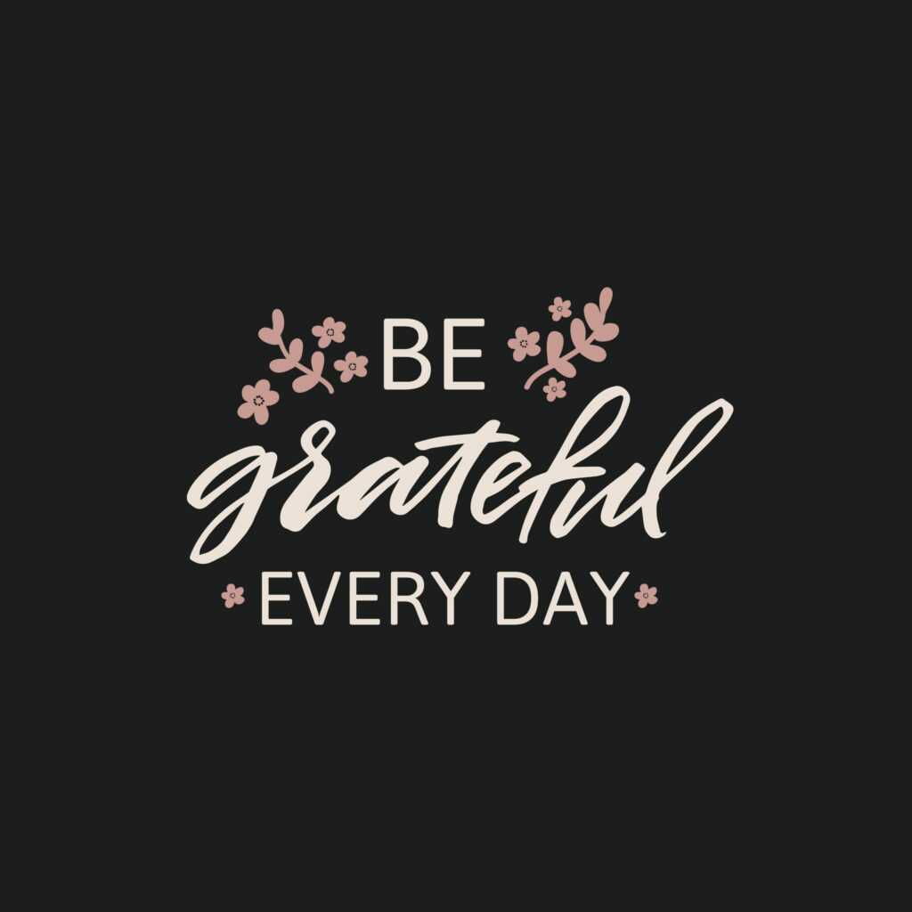 Hand drawn lettering card. The inscription: be grateful every day. Perfect design for greeting cards, posters, T-shirts, banners, print invitations. By Камилла Хайруллина