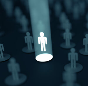 Conceptual image of choosing one person among several. By ktsdesign